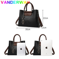 Brand Leather 3 Layers Alligator Crossbody Bag for Women Female Shoulder