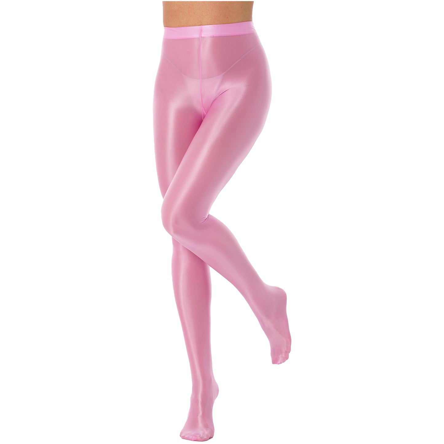 Women Glossy Solid Color Pantyhose High Waist Tights Stockings Footed Leggings