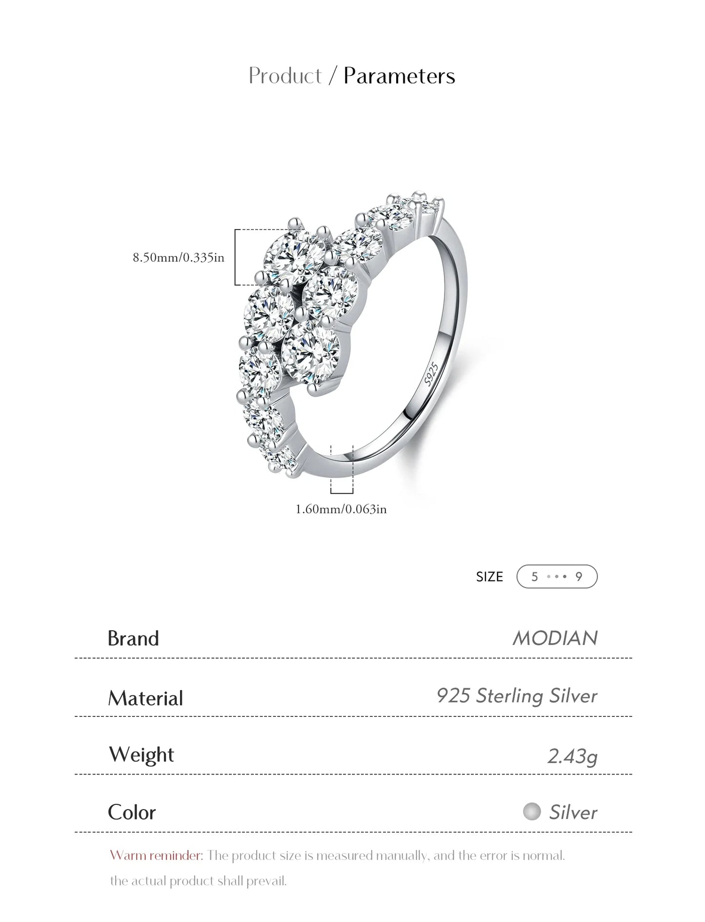 MODIAN 925 Sterling Silver Classic Luxury Round CZ Eternity Band Rings For Women Wedding Engagement Statement Jewelry Gift