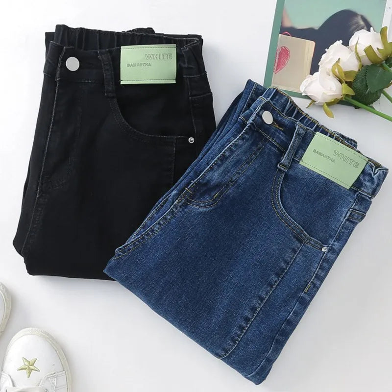 Clothes Women Jeans Plus Size Slim High Waist Stretch Denim Flare Pants