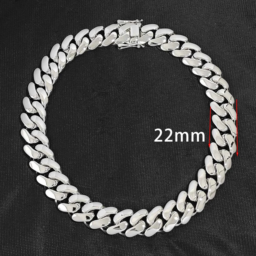 Men's 22mm Cuban Link Bracelet Hip Hop Heavy Brass Miami Cuban Link Chain Chunky Bracelet Jewelry For Boy Gift Drop Shipping