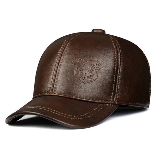 Warm Hat Man 2024 Winter Genuine Leather Baseball Caps Male Casual Cowhide Belt Ear Protect Sport Hockey Hunt Flight Casquette