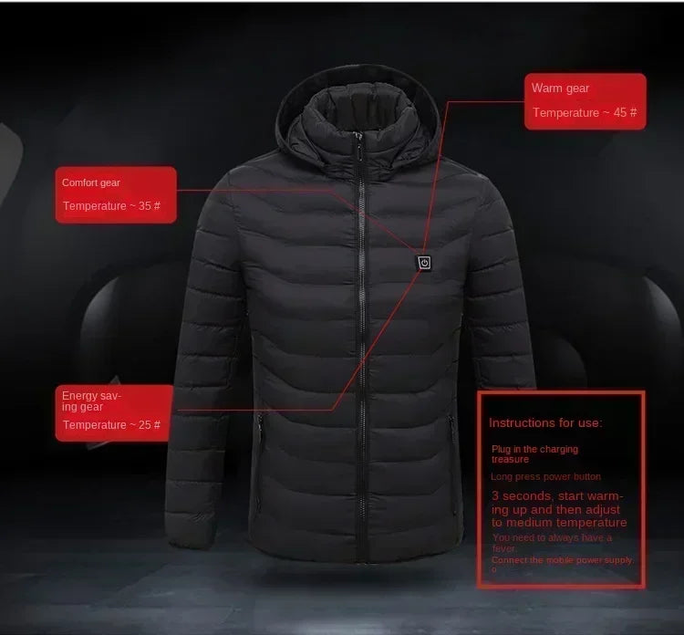 Heating Jacket Men's USB Intelligent Heating Waterproof Hooded Top