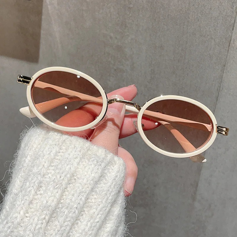Men Sunglasses Vintage Semi-Metal Women Gradient Shades UV400 Blue