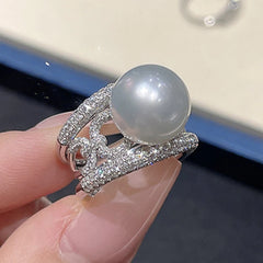 Huitan Gorgeous Delicate Jewelry Ring Women Luxury Bridal Simulated Pearl