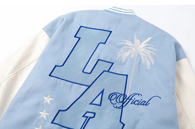 Letter Embroidery Men's Baseball Jacket Y2k Flame Leather Varsity Jacket Windbreaker