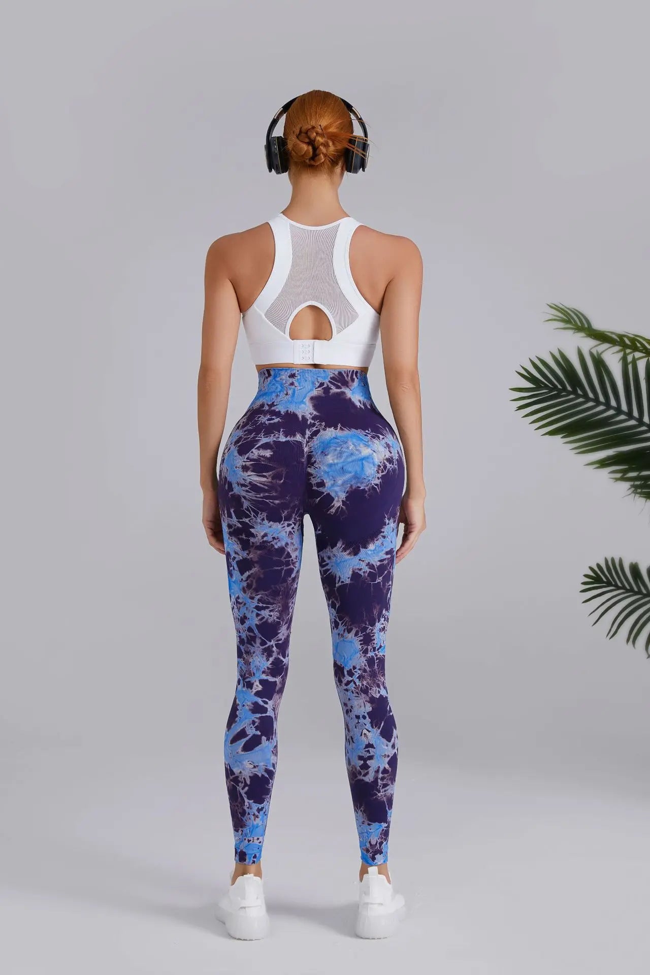 Seamless Peach Yoga Pants Women's Dual Color Tie Dye Tie Float High Waist Sports