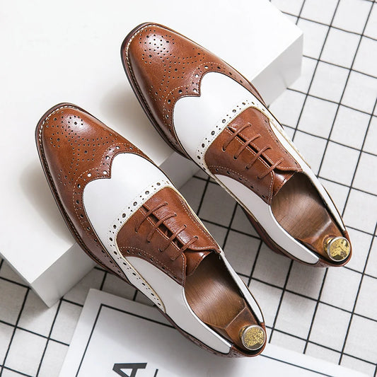 Handmade Brogue Office Shoes Vintage Design Oxford Mens Dress Shoes Formal Business Full Grain Leather Mens Shoes