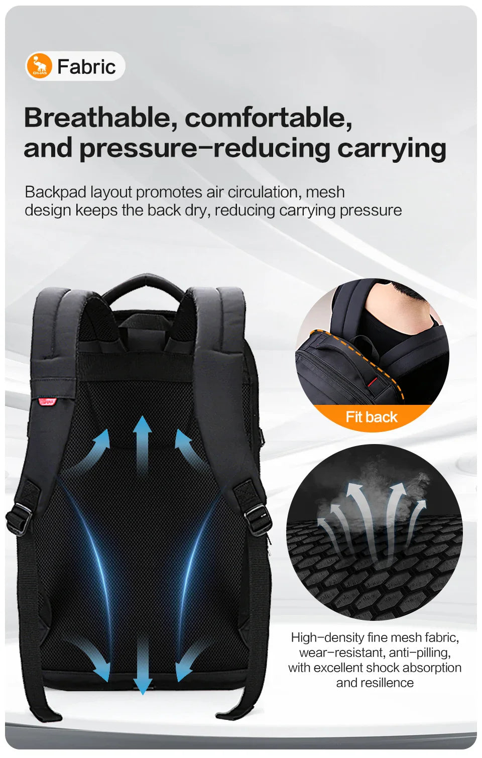 OIWAS Travel Multifunction Backpack Fashion Zipper Open Bag Men's Backpack Laptop High Quality Male Women Business Classic Bags