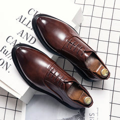 Business Formal Leather Shoes Men's Casual with Suit Low Top Solid Wedding Shoes