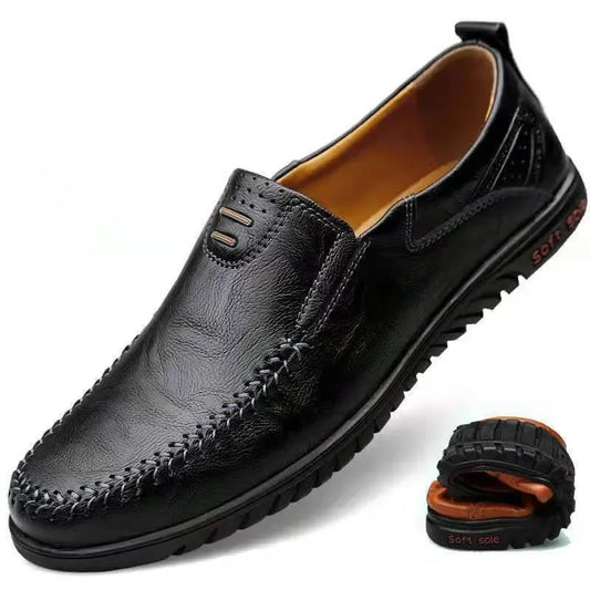 Genuine Leather Men Casual Shoes Luxury Brand 2023 Slip on Formal Loafers Men Moccasins Italian Black Male Driving Shoes JKPUDUN