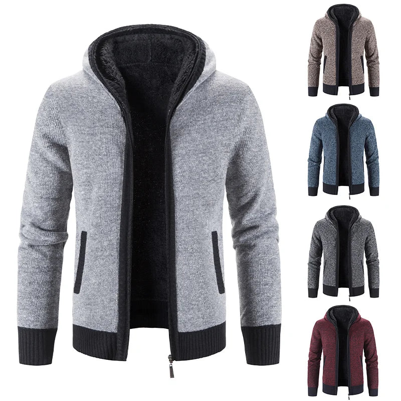 Men's Clothing Knit Sweater Cardigan Autumn Winter Patchworked Hombre Hoodies