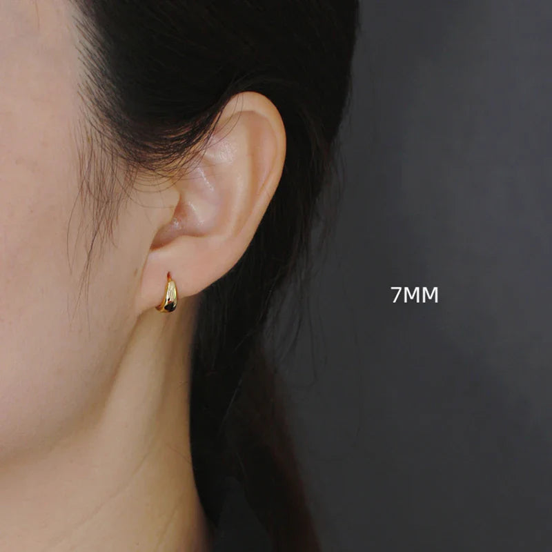 WANTME 925 Sterling Silver Simple Wide Huggies Gothic Hoop Earrings for Women European Unisex Piercing Rock Jewelry Ear Buckles