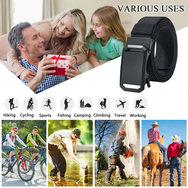 Tactical Belt For Men Canvas Automatic Buckle Belt Man Durable Casual Outdoor Hunting Adventures Training Pants Waist Belt Golf