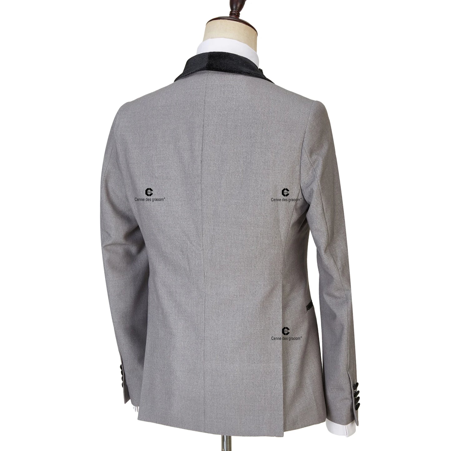 Tuxedo for Mens: Wedding Men Suits Tailored Velvet Shining Collar Classic Grey