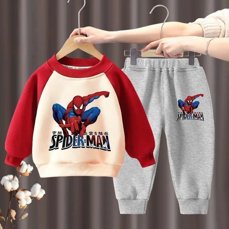 Marvel Spring Autumn Children's Clothing Sets Spiderman Boys Sweatshirt and Sweatpant 2pcs Kids Tracksuits Boys Pullover Set