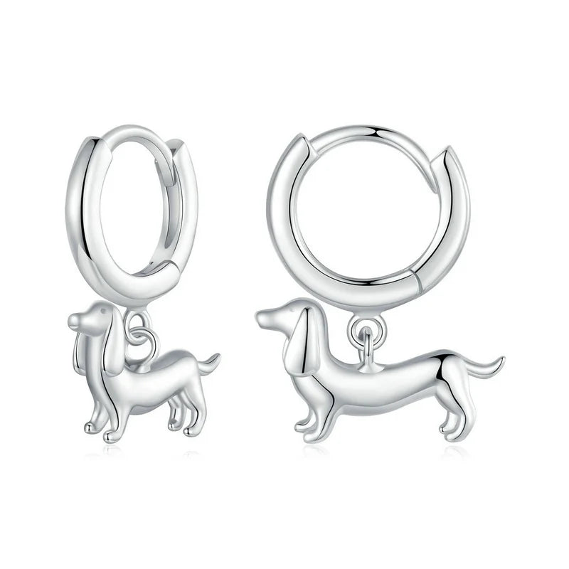 WOSTU Snake Dog Cat Ear Buckles Women 925 Sterling Silver Dachshund Hoop Earrings Girl Party Birthday Gift Minimalism Jewelry