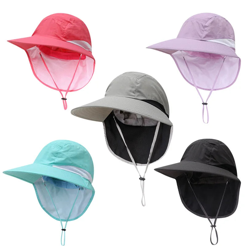 Outdoor Sun Hat for Women Youth Girls 50+ UPF Protection Safari Cap Wide Brim Fishing Hat with Neck Flap BeacH