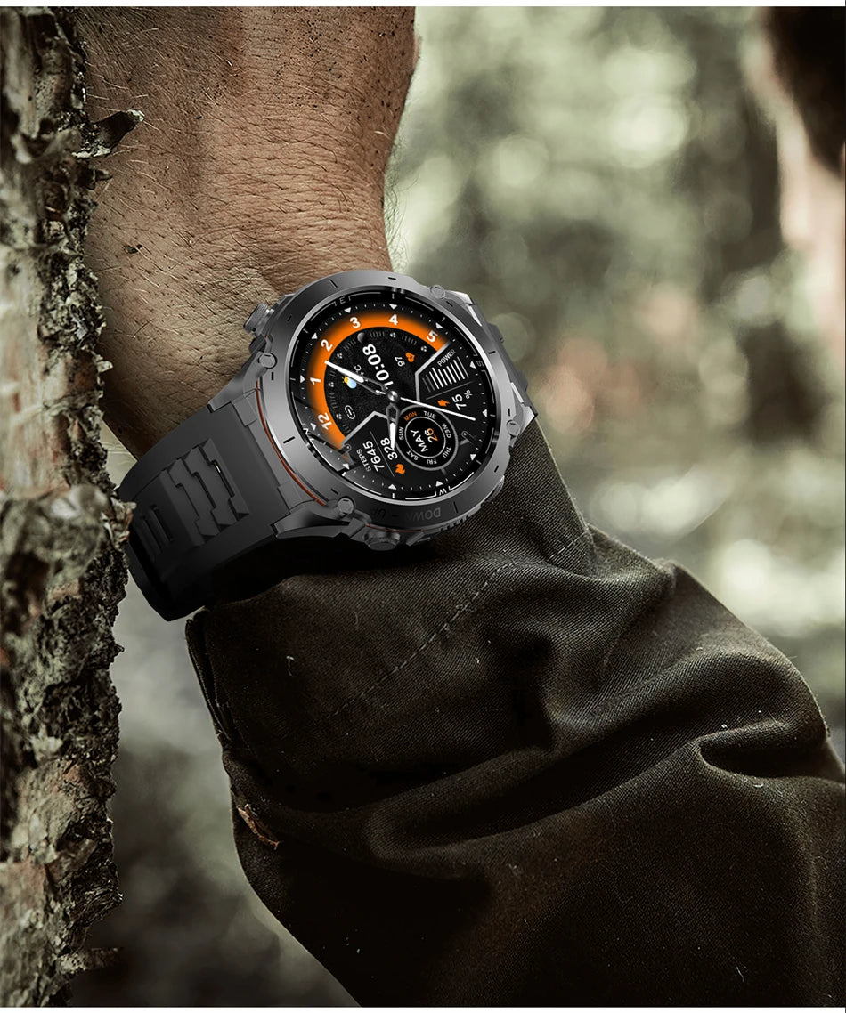 New Men Outdoors Sports Military GPS SmartWatch 10ATM Waterproof 730mAh High Battery Compass NFC HD Call For Android IOS Watch