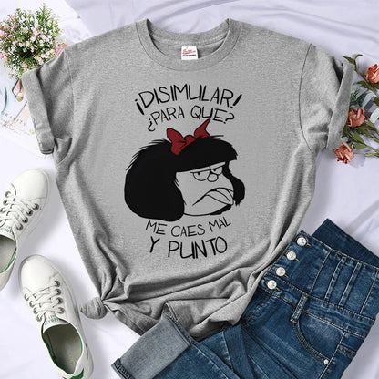 Mafalda tshirt women designer graphic manga Tee girl harajuku comic streetwear clothes