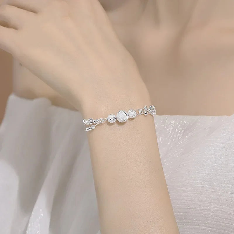 Fine 925 Sterling Silver Lucky Beads Bracelets For Women Luxury Designer Multilayer Adjustable Bracelet Party Wedding Jewelery
