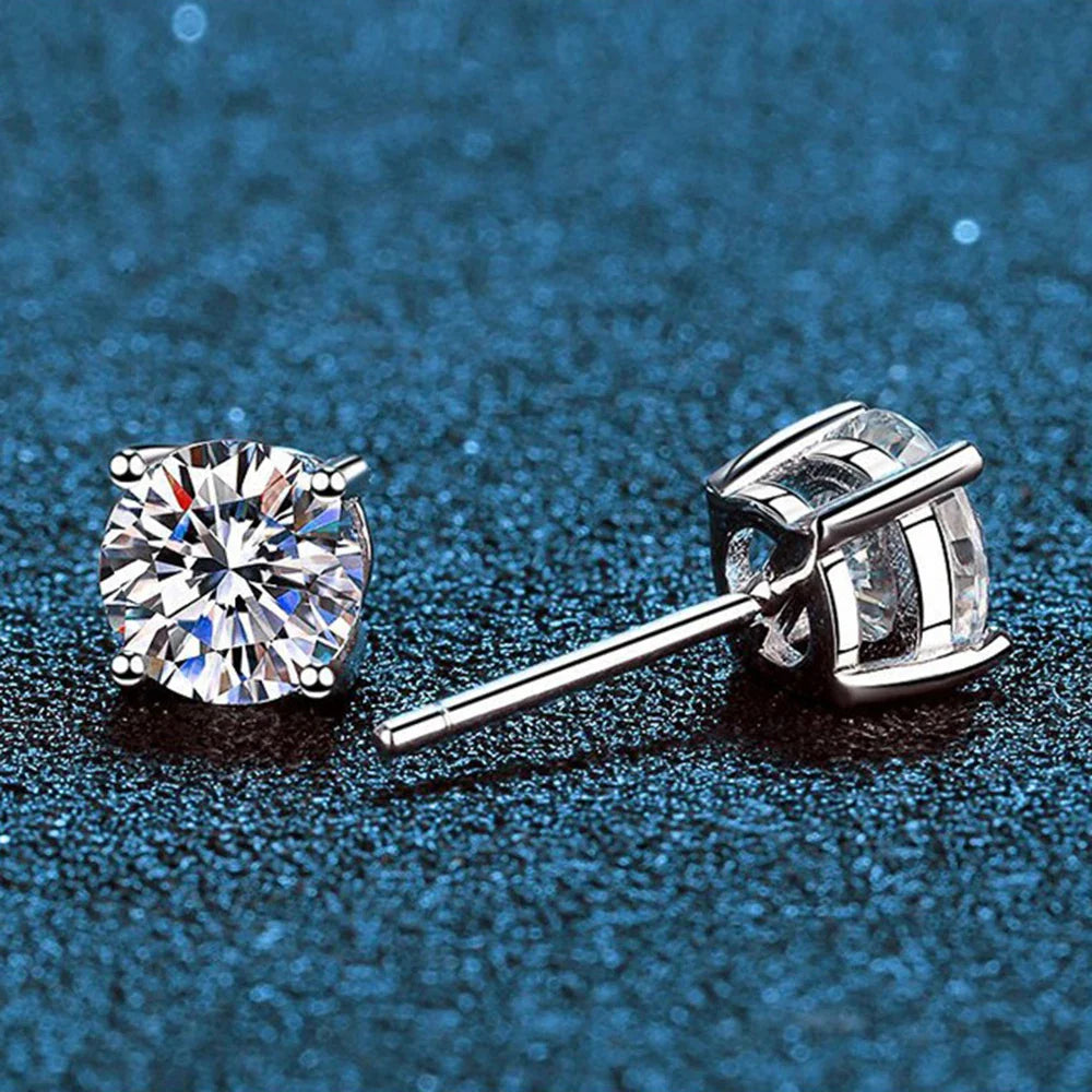Cbtb Classic Sterling Silver 925 Gold Silver Four Claw Stud Earrings for Women Weddings Birthdays Moissanite Jewelry Luxury Gift