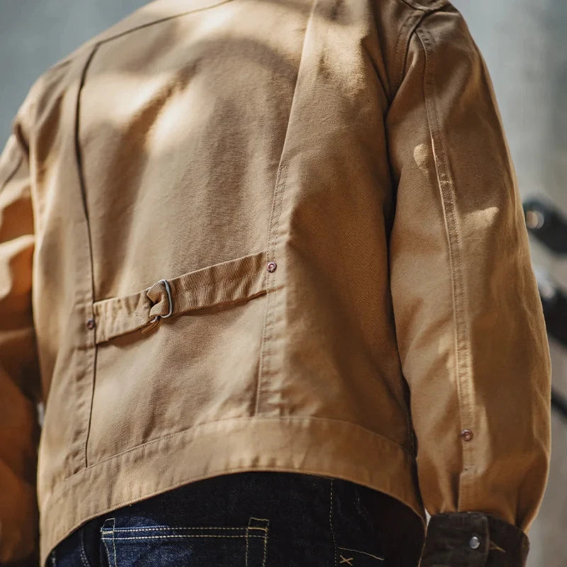 Men's Vintage Western Ranch Jackets Heavyweight Canvas Lapel Denim Jacket