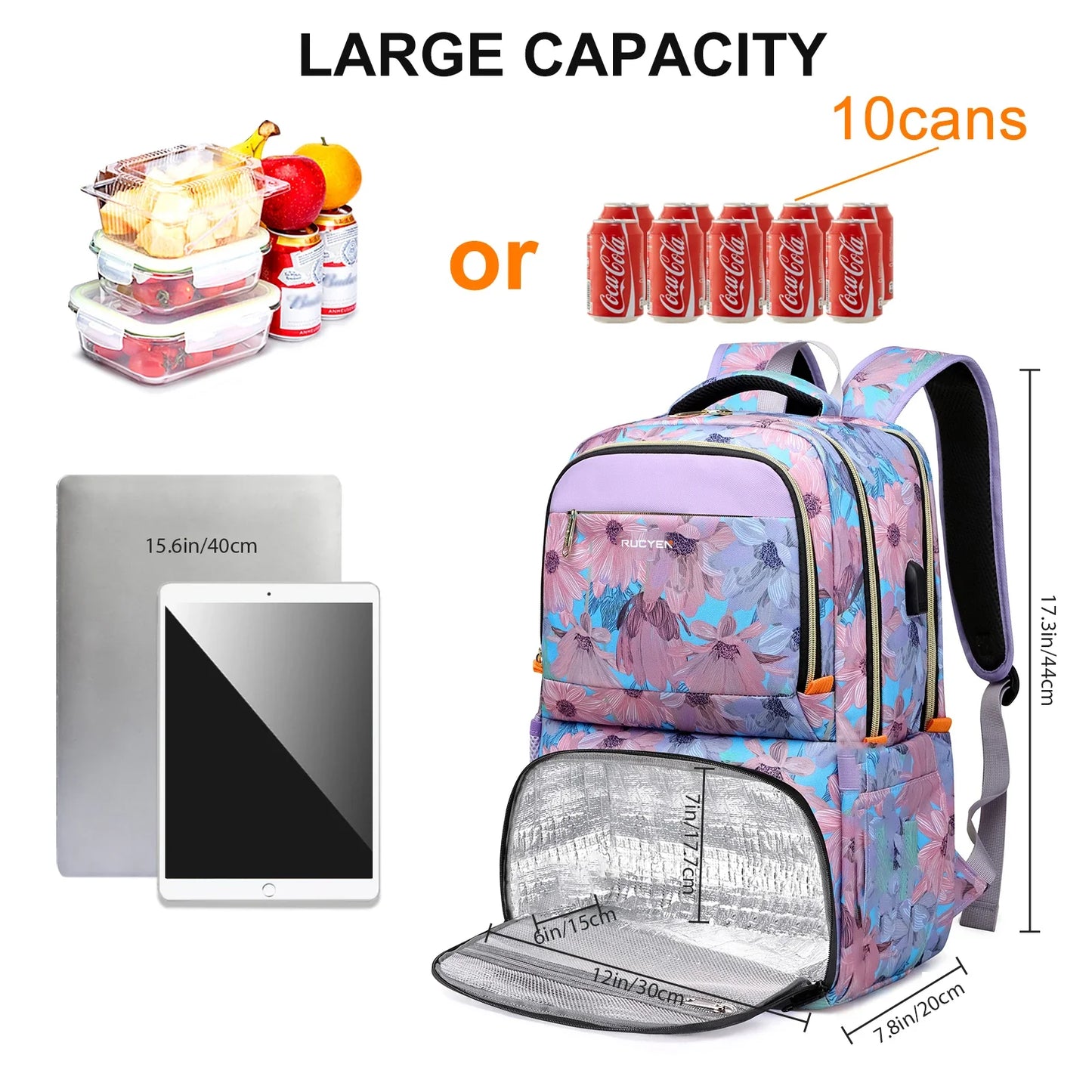 Lunch Backpack Insulated Cooler Picnic Bag Multifunctional Travel Bag Large Capacity Outdoor Picnic Camping Waterproof Backpack