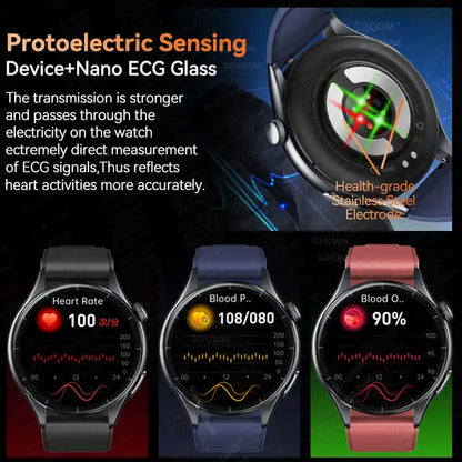 2025 New ECG+PPG Health Diagnosis Smartwatches Men Women Clock Uric Acid Lipid BP Heart rate Tracker NFC Sports Smart Watch IOS