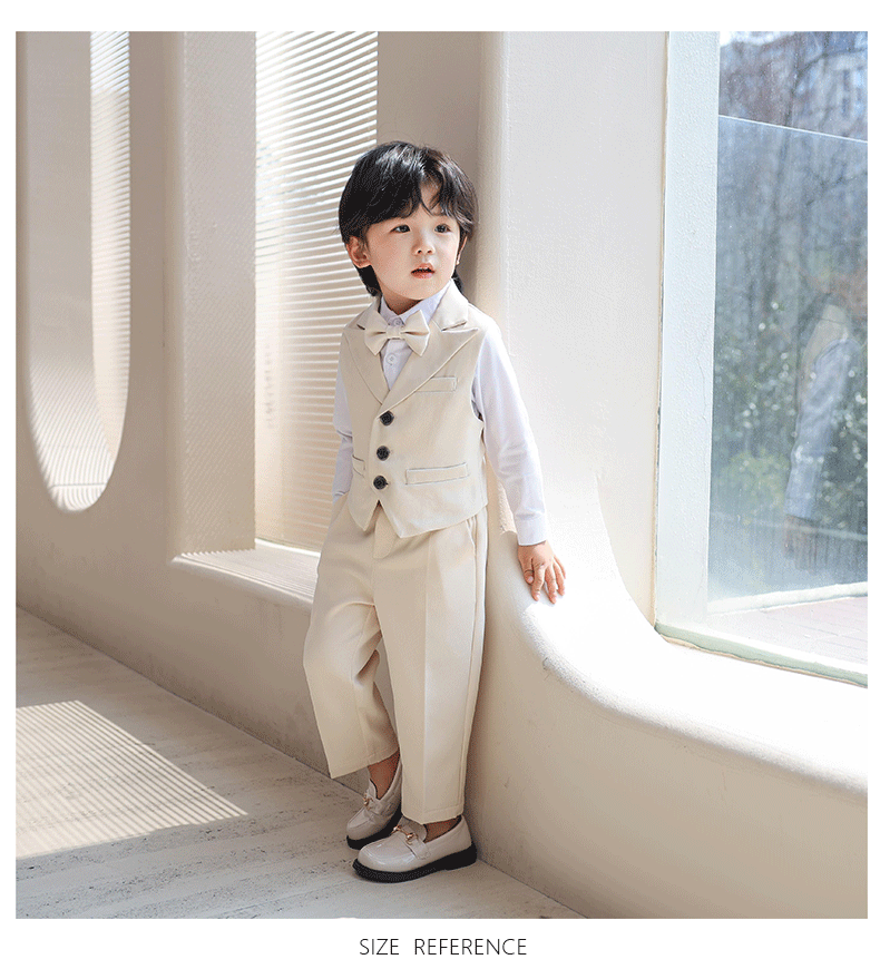 3Pcs Children Boys Black Blue Wedding Suit Teenager Kids Boy Piano Ceremony Tuxedo Suit Formal Vest Shirt Pants Bow Kid Boy Suit