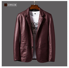 Leather Jacket Men's Slim Suit Leather Jacket Men's Spring And Autumn Biker