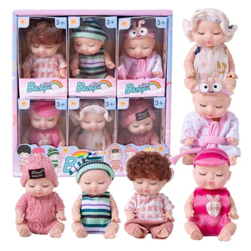 6/8Pcs Set Sleeping Mini Baby Dolls Reborn Lifelike Toys Cute Adorable Dolls With Butterfly Crocodile Sunflower Comfort Toy Gift