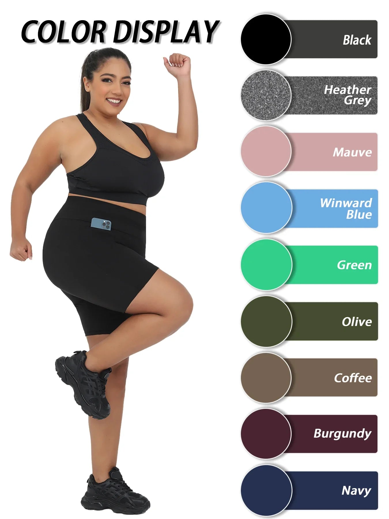 Plus Size High Waisted Biker Shorts For Women With Pockets Super Soft Tummy Control No See Through Workout Running Yoga