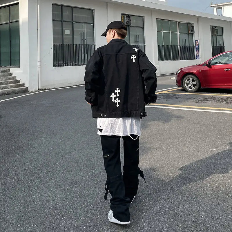 European and American High Street Denim Coat Men's Hip-Hop Street Hiphop  Jacket