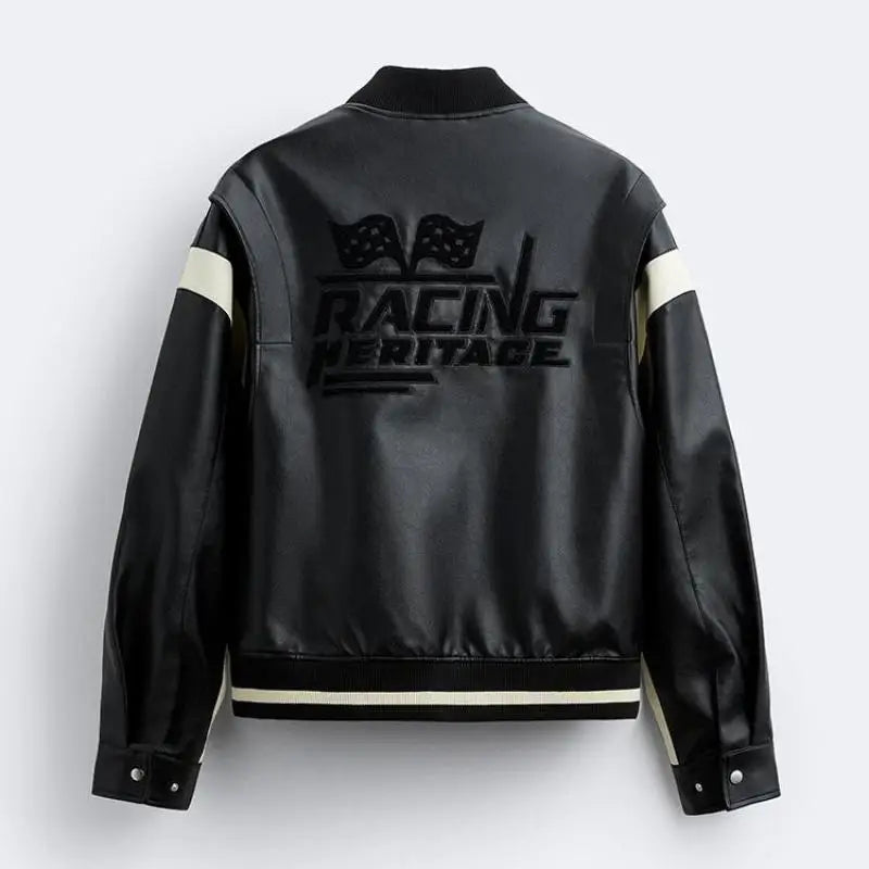 Men's Leather Jacket Coat American Baseball Suit Stitching Leather Jacket