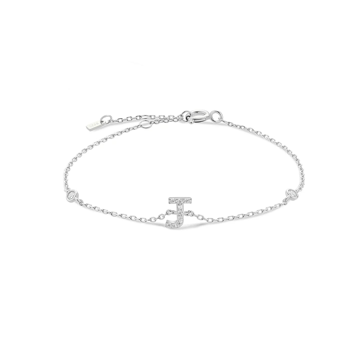 VEWANT 925 Sterling Silver Monogram Letter A - Z Initial Charm Chain Bracelet Luxury Wedding CrystalFine Jewelry