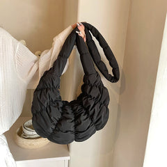 Bag Large Capacity Crescent Bag for Women's Solid Color Puffer Trendy Shoulder Bag