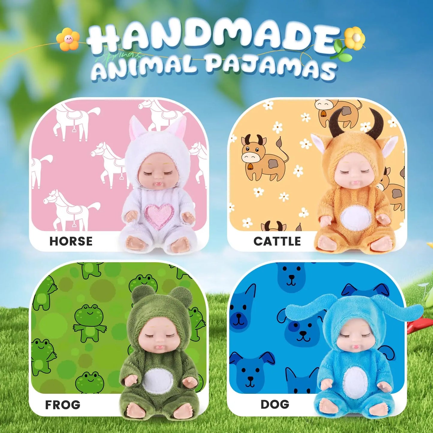 6/8Pcs Set Simulation Princess Dolls Toys Mini Cute Sleeping Baby Series Doll Cartoon Animal Toy For Kids Kawaii Dolls Girl