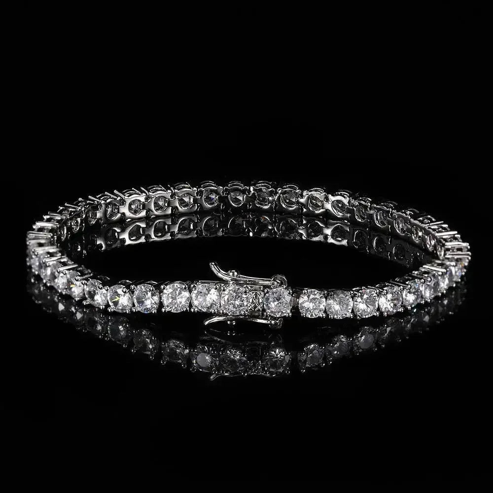 Luxury Hiphop IED Out 3mm 4mm 5mmTennis Bracelet Full Diamond 925 Silver Plated Wedding Party Jewelry Bracelets for Women Man