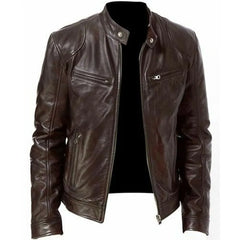 Top Layer Vintage Leather Clothes Men's Stand Collar Motorcycle Clothes