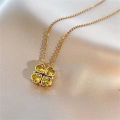 Fashion Retro Lucky Four Leaf Clover Women Necklace Gothic Love Heart Pendant