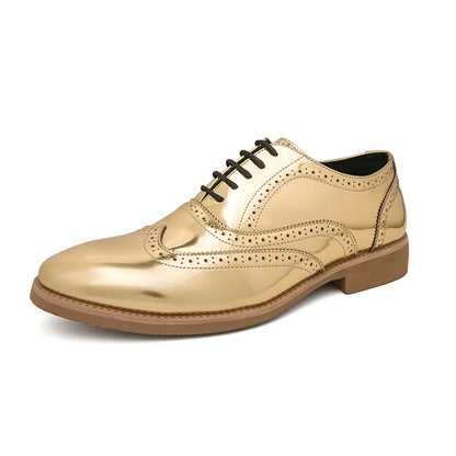 Luxury Men's Golden Bullock Shoes Men SUIT Shoes Casual Formal Business Leather Shoes Men Marry Shoes Italian Dress banquet Shoe