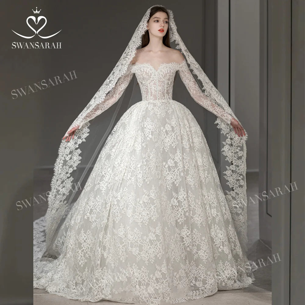 White Bridesmaid Dresses: Wedding Dress Long Sleeve Ball Gown Princess
