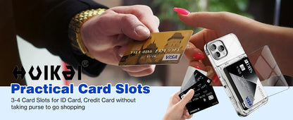 Case For iPhone 17 Pro Max 17 Air 16 Pro Max 15 Pro 15 14 Wallet Card Holder Slide Slot Slim Hard PC Heavy Duty Protective Cover