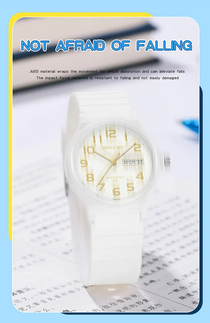 SANDA 9072 Student Quartz Watch Simple Light Fashion Resistant Outdoor Sport Wristwatch for Boy and Girl Best Gift
