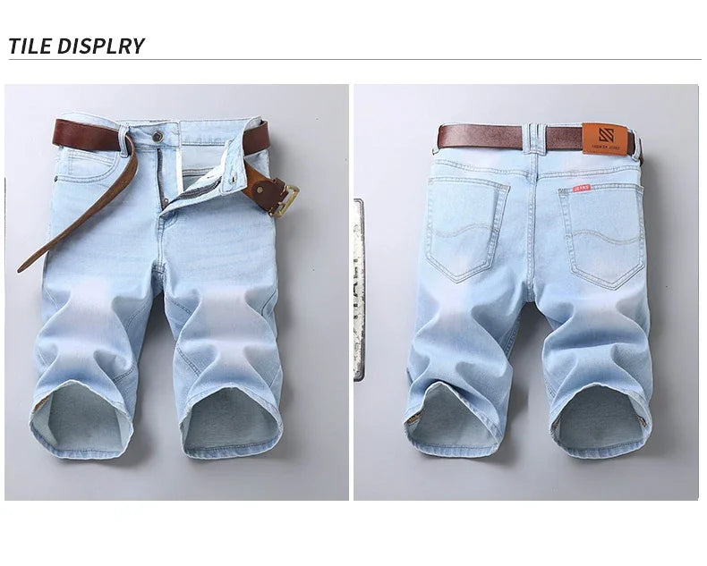 2025 New Summer Brand Stretch Thin Bermuda Masculina Cotton Denim Jeans Men Knee Length Soft Ropa Hombre Shorts