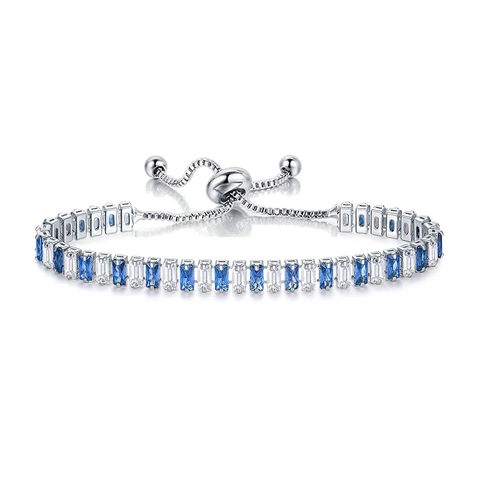 Black Iced Out Crystal Tennis Bracelets For Men Women Rectangle Zirconia Adjustable Chain on Hand Hip Hop Hippie Jewelry DZH051