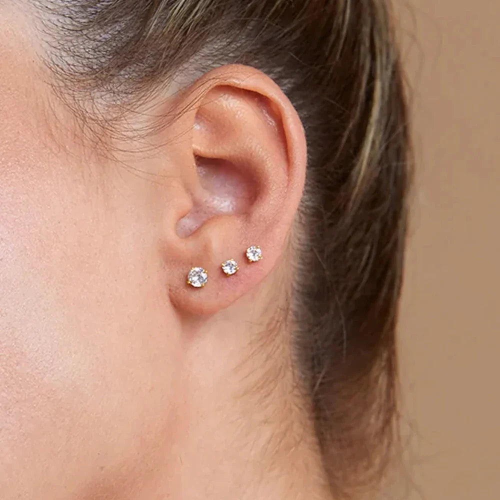 LENNIK 1Piece 925 Sterling Silver Labret Lip Ring Zircon Ear Studs Earrings For Women 2/3/4mm Tragus Cartilage Piercing Jewelry