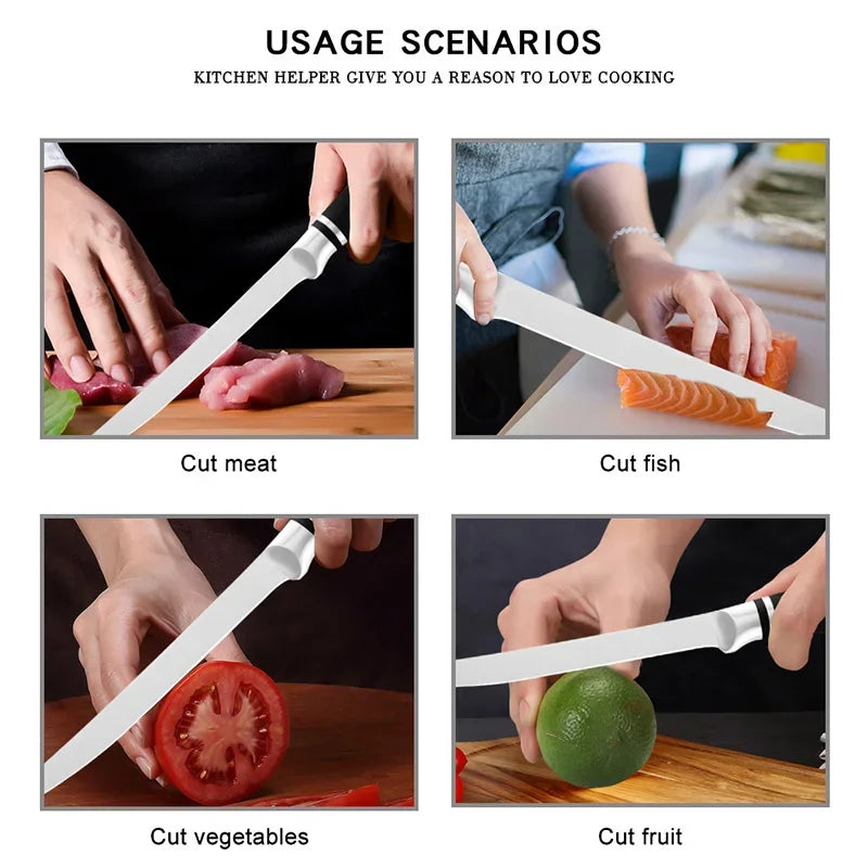 Japanese Chef Sashimi Knife Salmon Cleaver Stainless Steel Butcher's Meat Cutting