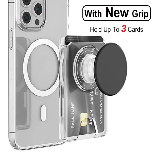 Grippopso Universal Magnetic Wallet With Expanding Phone Grip,Phone Card Holder Solid SocketWallet For IPhone Samsung Wallets